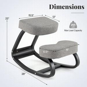 Wooden Ergonomic Rocking Kneeling Chair with Padded Cushion-Grey view 5