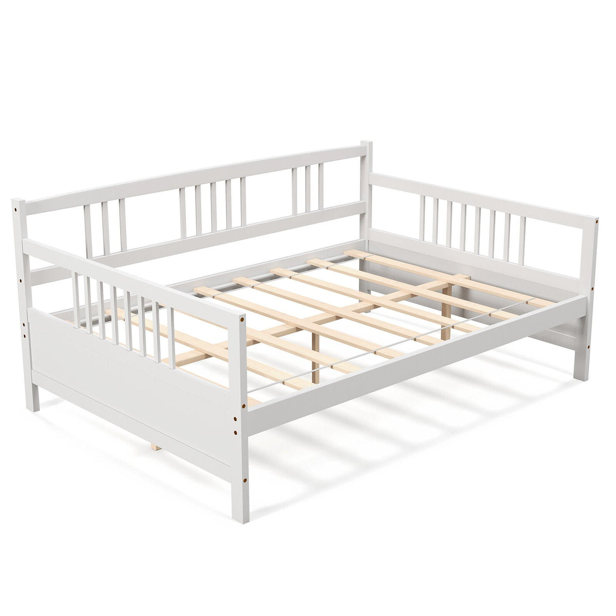 Full Size Daybed Frame with Guardrails-White