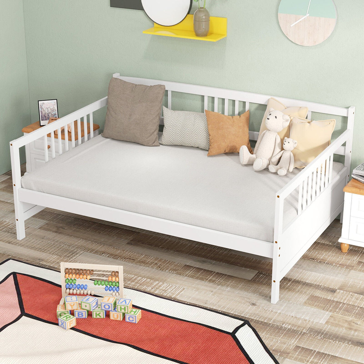 Full Size Daybed Frame with Guardrails-White view 3