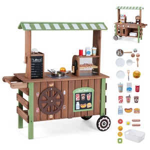 Wooden Grocery Store Playset for Kids with Large Wheels view 4