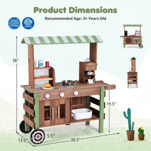 Wooden Grocery Store Playset for Kids with Large Wheels view 5