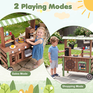 Wooden Grocery Store Playset for Kids with Large Wheels view 7