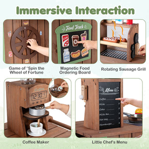 Wooden Grocery Store Playset for Kids with Large Wheels view 9