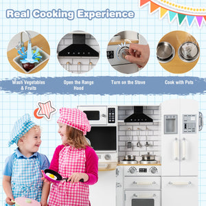 Wooden Kid's Corner Kitchen Playset with Stove for Toddlers-Natural & White view 6