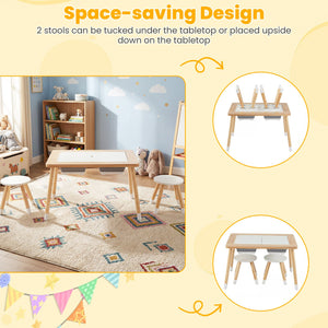 Wooden Kids Activity Table Set with Double-Sided Boards-Natural view 9