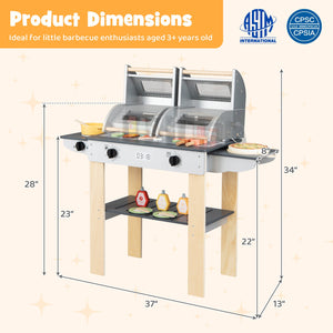 Wooden Kids Barbecue Grill Playset Kids Toy Grill with Abundant Grilling Tools and Play Foods view 5
