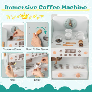 Wooden Kids Grocery Store Playset Pretend Play Supermarket-Green view 8