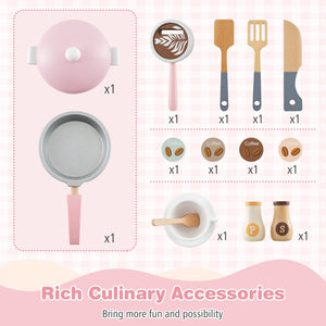 Wooden Kids Kitchen Playset with Coffee Maker for kids-Pink view 6