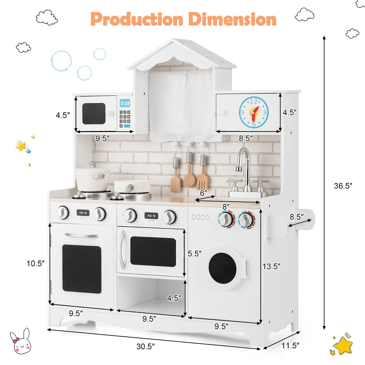 Wooden Kids Kitchen with Washing Machine view 5