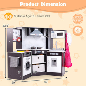 Wooden Kids Play Kitchen Playset with Realistic Lights and Sounds-Coffee view 5