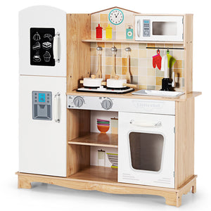Wooden Kids Pretend Kitchen Playset Cooking Play Toy with Utensils and Sound view 4