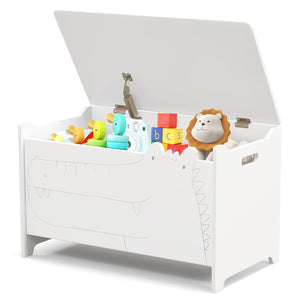 Wooden Kids Toy Box with Safety Hinge-White view 4
