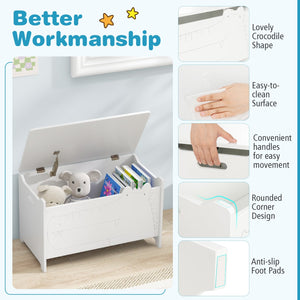 Wooden Kids Toy Box with Safety Hinge-White view 6
