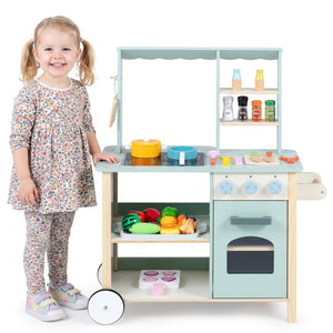 Wooden Kitchen Playset with Cookware Accessories for Kids view 4