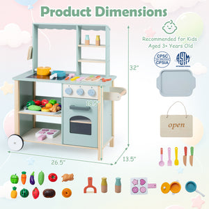 Wooden Kitchen Playset with Cookware Accessories for Kids view 5