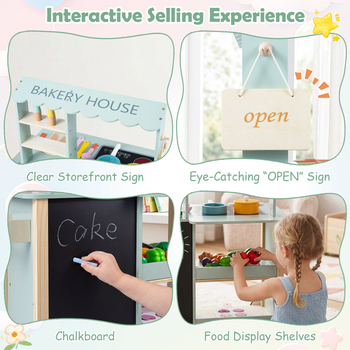 Wooden Kitchen Playset with Cookware Accessories for Kids view 7
