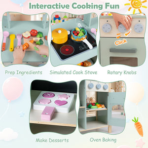 Wooden Kitchen Playset with Cookware Accessories for Kids view 9