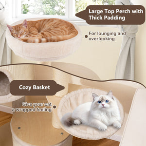 Wooden Kitten Tower with Sisal Scratching Posts and 2 Condos-Natural view 7