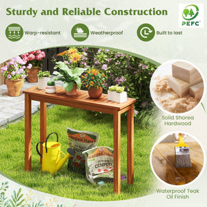 Wooden Plant Stand Outdoor Indoor Solid Wood Flower Pot Holder Display Shelf-M view 6