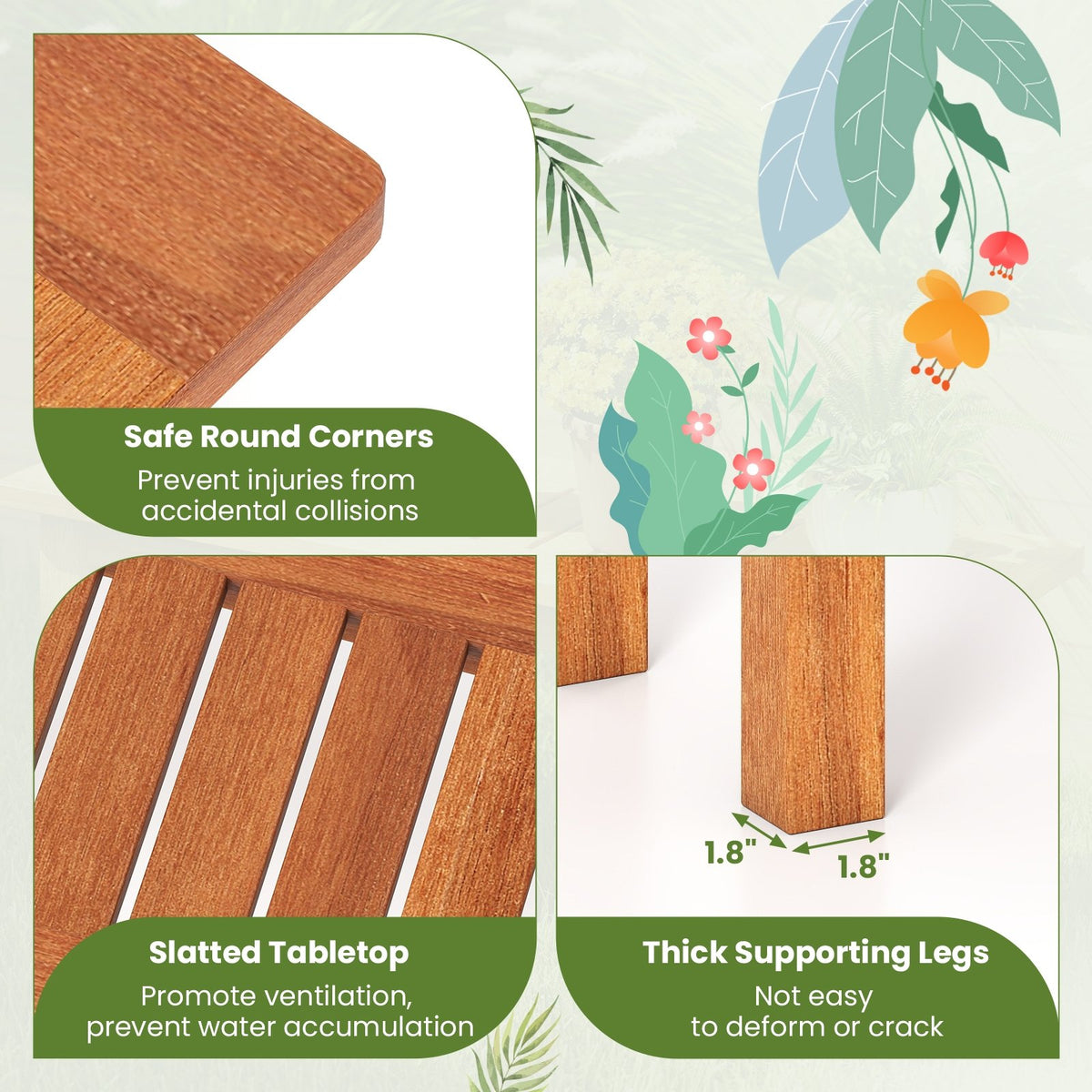 Wooden Plant Stand Outdoor Indoor Solid Wood Flower Pot Holder Display Shelf-M view 7