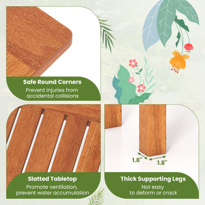 Wooden Plant Stand Outdoor Indoor Solid Wood Flower Pot Holder Display Shelf-M view 7