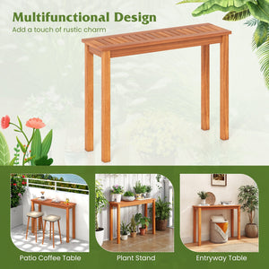 Wooden Plant Stand Outdoor Indoor Solid Wood Flower Pot Holder Display Shelf-M view 8