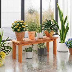 Wooden Plant Stand Outdoor Indoor Solid Wood Flower Pot Holder Display Shelf-S view 3