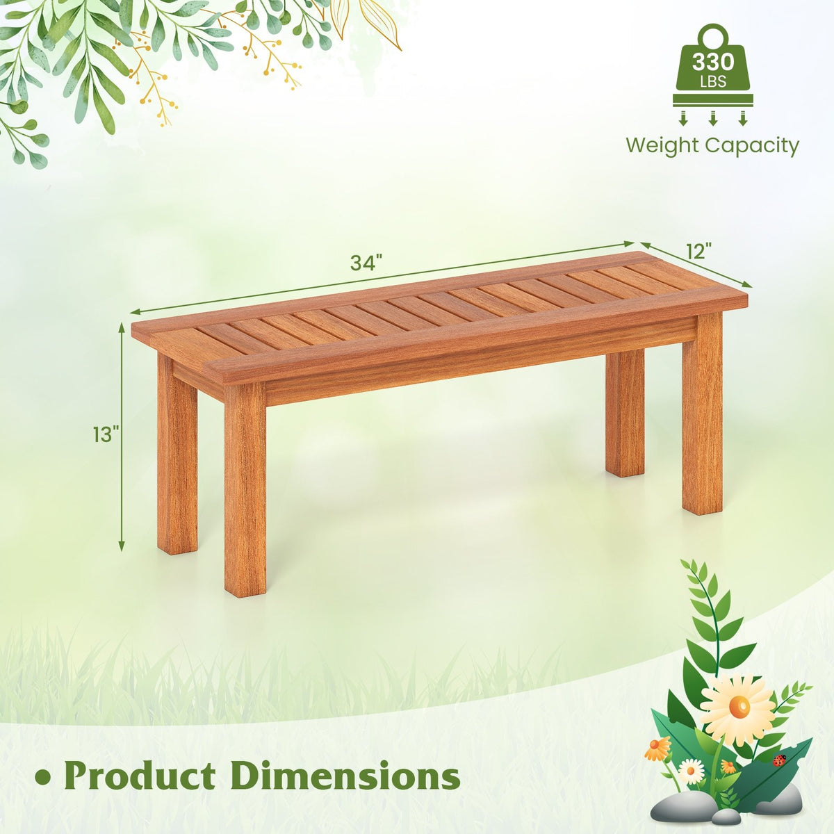 Wooden Plant Stand Outdoor Indoor Solid Wood Flower Pot Holder Display Shelf-S view 5