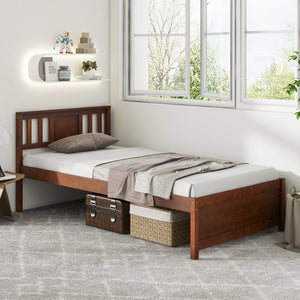 Wooden Platform Bed with Headboard and Slat Support-Twin Size view 5