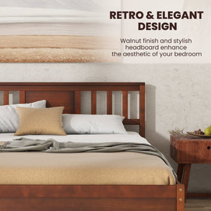 Wooden Platform Bed with Headboard and Wood Slat Support-Full Size view 8