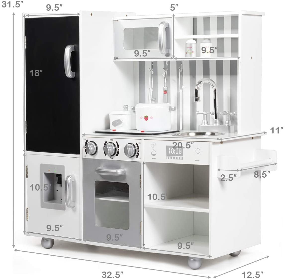 Wooden Pretend Play Kitchen Sets with Simulated Sound view 5