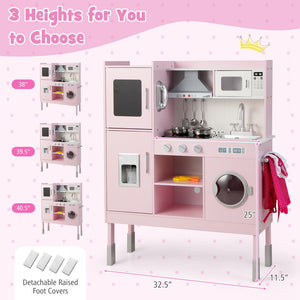Pretend Play Kitchen for Kids with 16 Pieces Accessories-Pink view 5