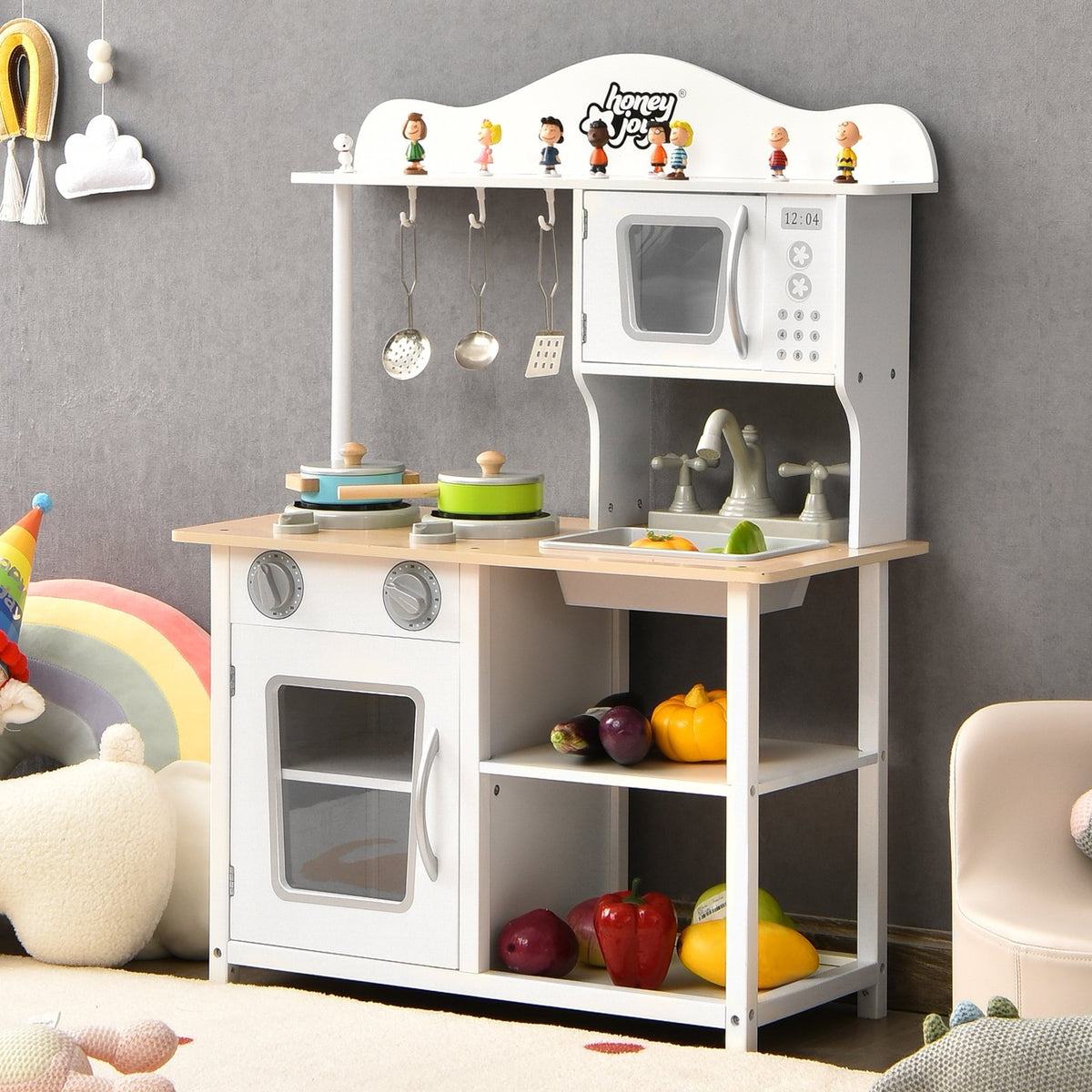 Wooden Pretend Play Kitchen Set for Kids with Accessories and Sink view 2
