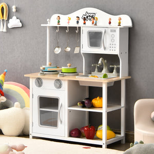 Wooden Pretend Play Kitchen Set for Kids with Accessories and Sink view 2