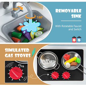 Wooden Pretend Play Kitchen Set for Toddlers-Gray view 6