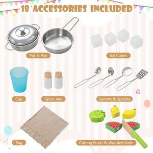 Wooden Pretend Play Kitchen Set for Toddlers-Gray view 8