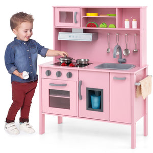 Wooden Pretend Play Kitchen Set for Toddlers-Pink view 3
