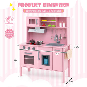 Wooden Pretend Play Kitchen Set for Toddlers-Pink view 4