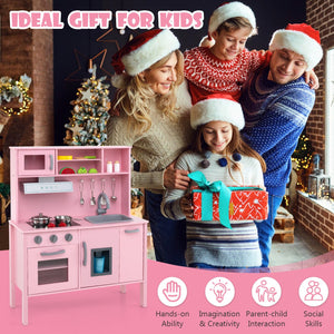 Wooden Pretend Play Kitchen Set for Toddlers-Pink view 9