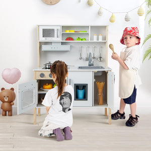 Wooden Pretend Play Kitchen Set for Toddlers-White view 2