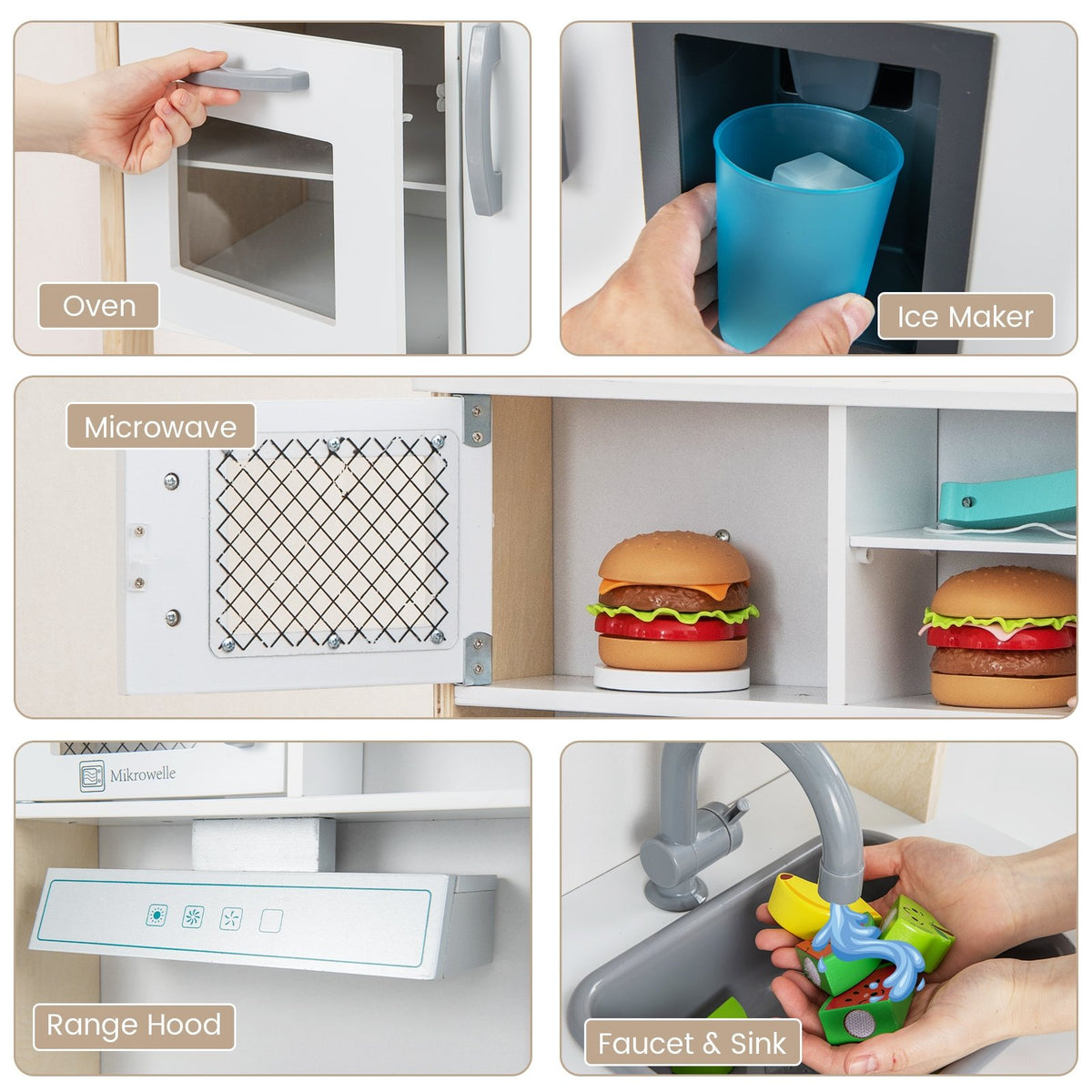 Wooden Pretend Play Kitchen Set for Toddlers-White view 9