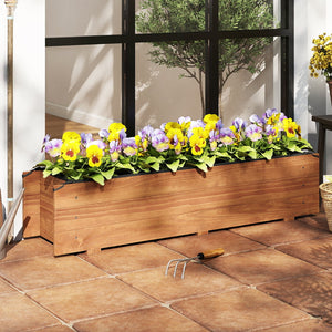 Wooden Raised Garden Bed with Drainage Holes and Liner Elevated Rectangular Planter Box-Orange view 2