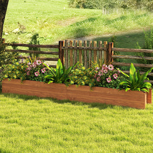 Wooden Raised Garden Bed with Drainage Holes and Liner Elevated Rectangular Planter Box-Orange view 3