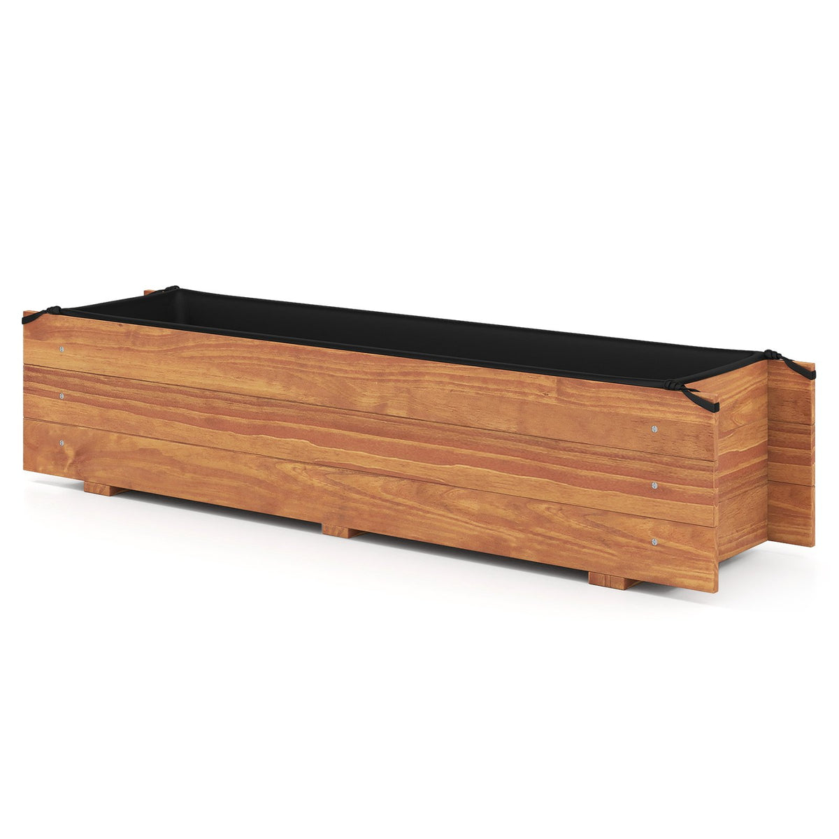 Wooden Raised Garden Bed with Drainage Holes and Liner Elevated Rectangular Planter Box-Orange view 6
