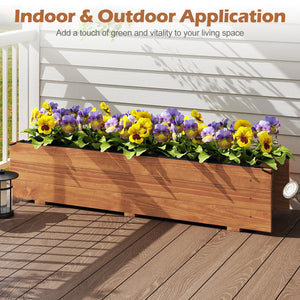 Wooden Raised Garden Bed with Drainage Holes and Liner Elevated Rectangular Planter Box-Orange view 7