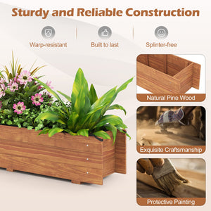 Wooden Raised Garden Bed with Drainage Holes and Liner Elevated Rectangular Planter Box-Orange view 8
