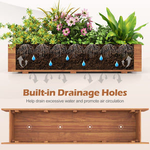 Wooden Raised Garden Bed with Drainage Holes and Liner Elevated Rectangular Planter Box-Orange view 9