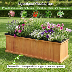 Wooden Raised Garden Bed with Drainage Holes and Liner Solid Fir Wood Planter Box-L view 7