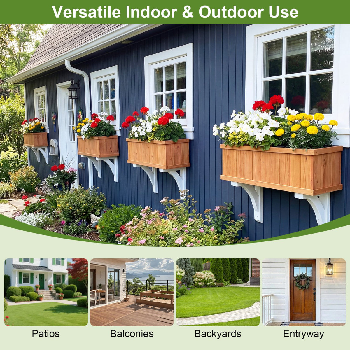 Wooden Raised Garden Bed with Drainage Holes and Liner Solid Fir Wood Planter Box-L view 9