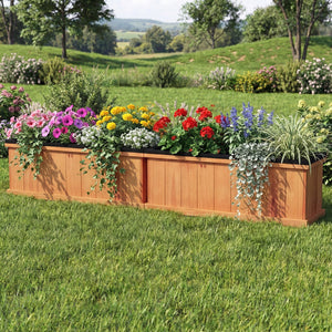 Wooden Raised Garden Bed with Drainage Holes and Liner Solid Fir Wood Planter Box-M view 2